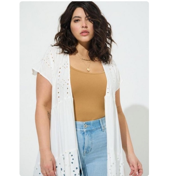 TORRID NWT Cotton Eyelet Maxi Kimono - Picture 3 of 5